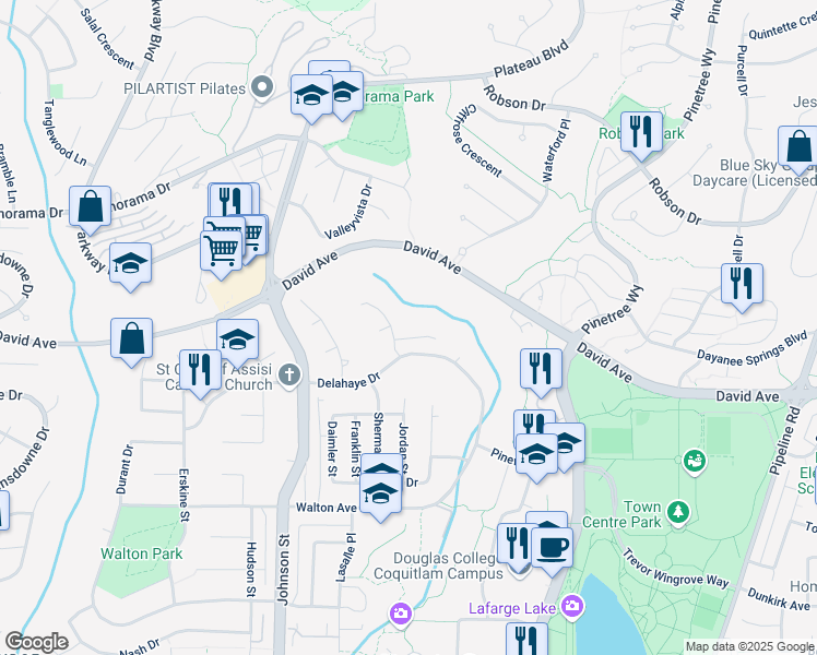 map of restaurants, bars, coffee shops, grocery stores, and more near 2969 Lotus Court in Coquitlam