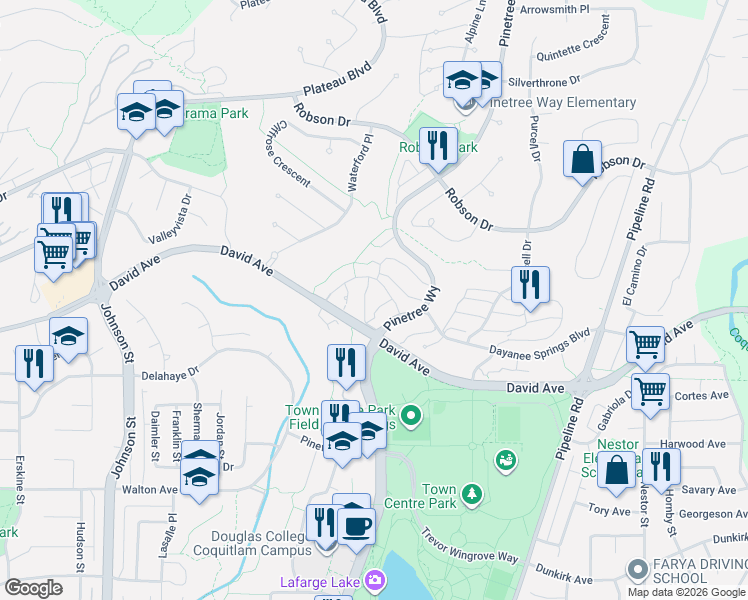 map of restaurants, bars, coffee shops, grocery stores, and more near 2988 Silver Springs Boulevard in Coquitlam