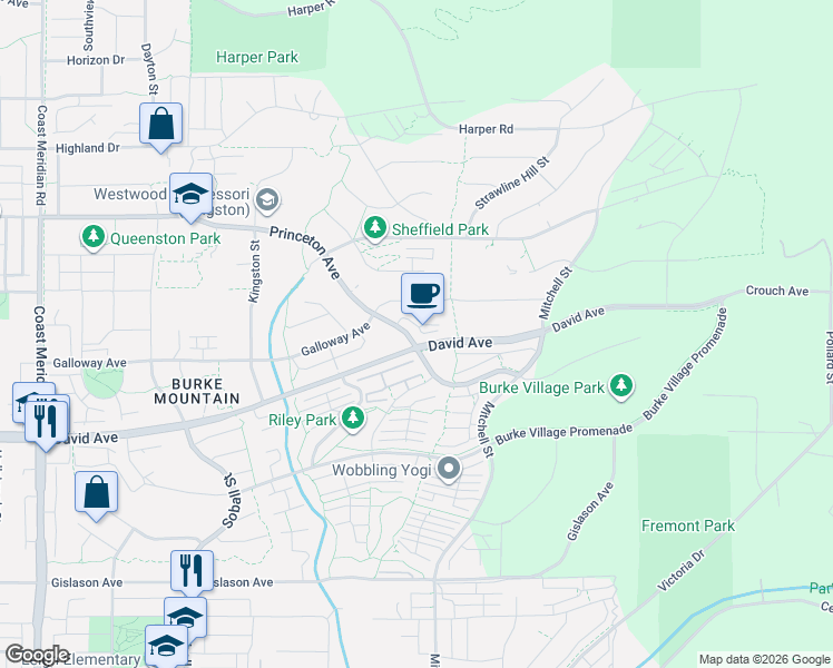 map of restaurants, bars, coffee shops, grocery stores, and more near 3535 Princeton Avenue in Coquitlam