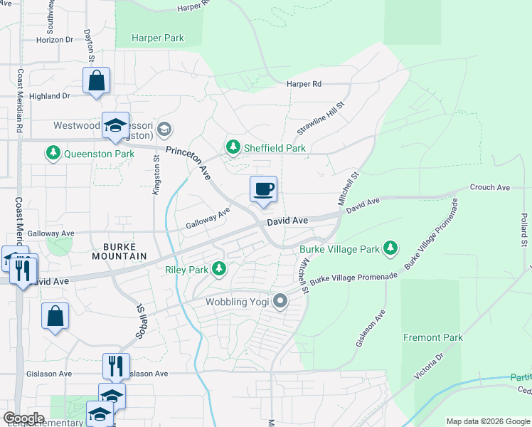 map of restaurants, bars, coffee shops, grocery stores, and more near 3535 Princeton Avenue in Coquitlam