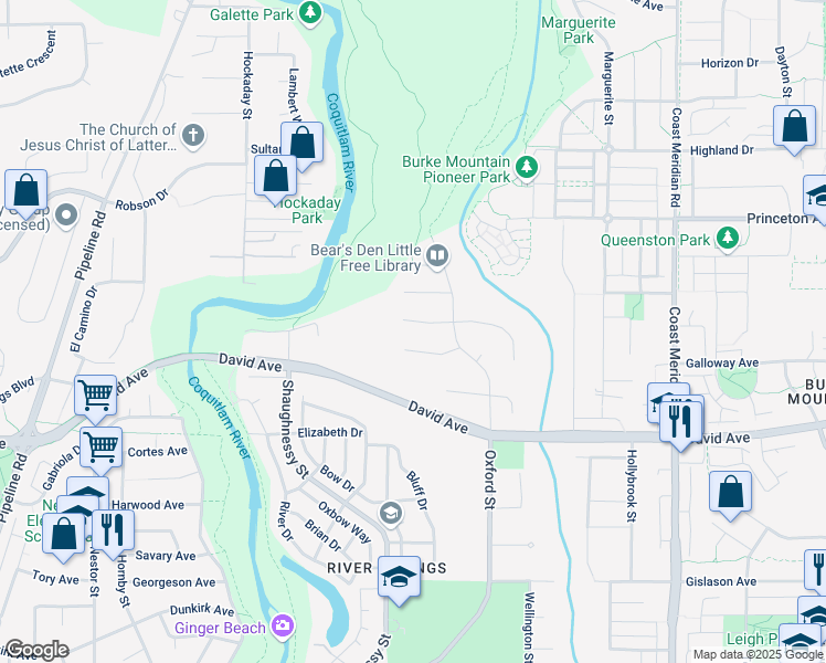 map of restaurants, bars, coffee shops, grocery stores, and more near 3312 Grosvenor Place in Coquitlam