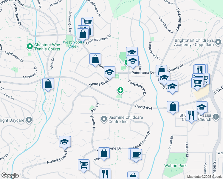 map of restaurants, bars, coffee shops, grocery stores, and more near 2672 Shale Court in Coquitlam