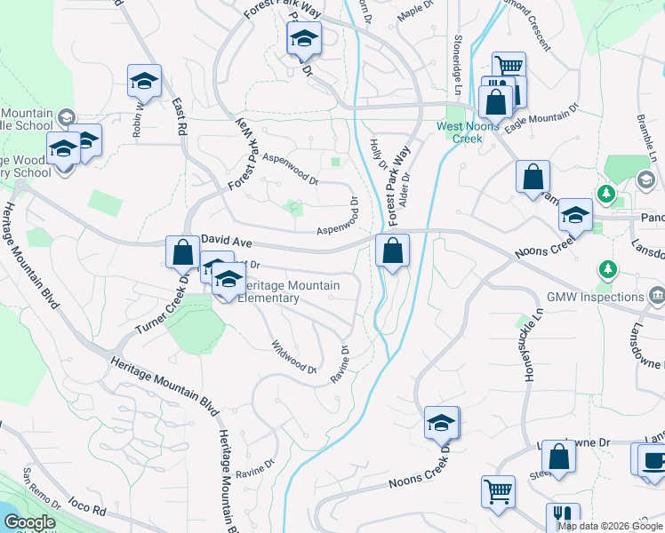 map of restaurants, bars, coffee shops, grocery stores, and more near 42 Timbercrest Drive in Port Moody