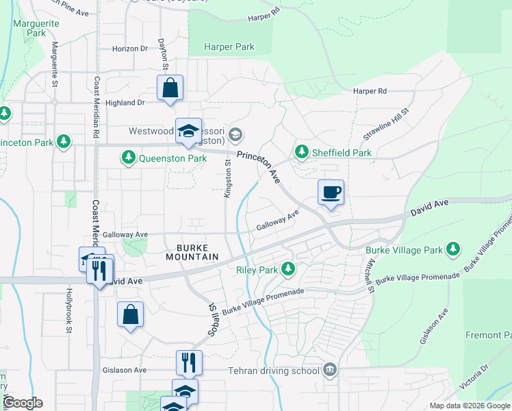 map of restaurants, bars, coffee shops, grocery stores, and more near 3469 Stephens Court in Coquitlam