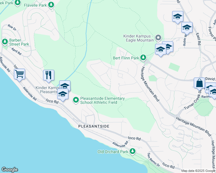map of restaurants, bars, coffee shops, grocery stores, and more near 62 Eagle Pass in Port Moody
