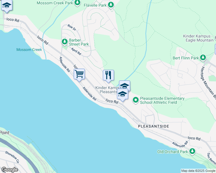 map of restaurants, bars, coffee shops, grocery stores, and more near Axford Bay in Port Moody