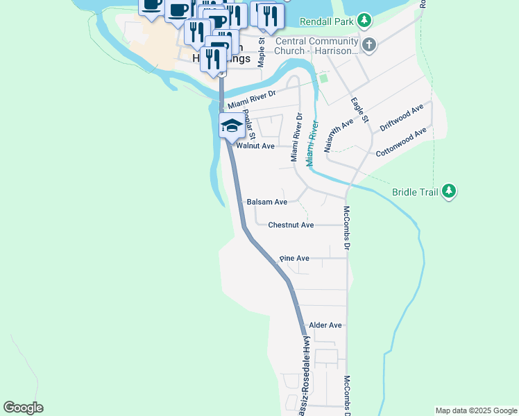 map of restaurants, bars, coffee shops, grocery stores, and more near 220 Balsam Avenue in Harrison Hot Springs