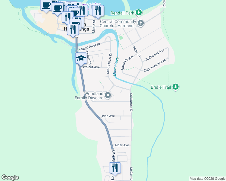 map of restaurants, bars, coffee shops, grocery stores, and more near 246 Balsam Avenue in Harrison Hot Springs