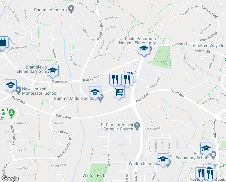 map of restaurants, bars, coffee shops, grocery stores, and more near in Coquitlam