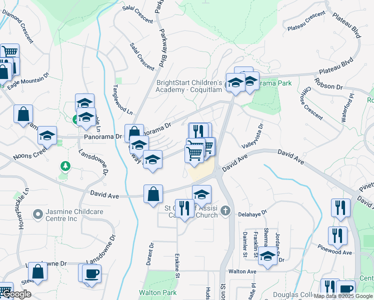 map of restaurants, bars, coffee shops, grocery stores, and more near in Coquitlam