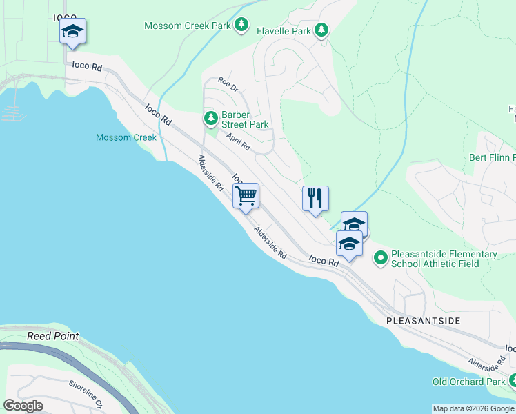 map of restaurants, bars, coffee shops, grocery stores, and more near 1126 Ioco Road in Port Moody