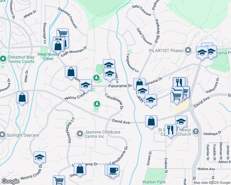 map of restaurants, bars, coffee shops, grocery stores, and more near 1495 Lansdowne Drive in Coquitlam