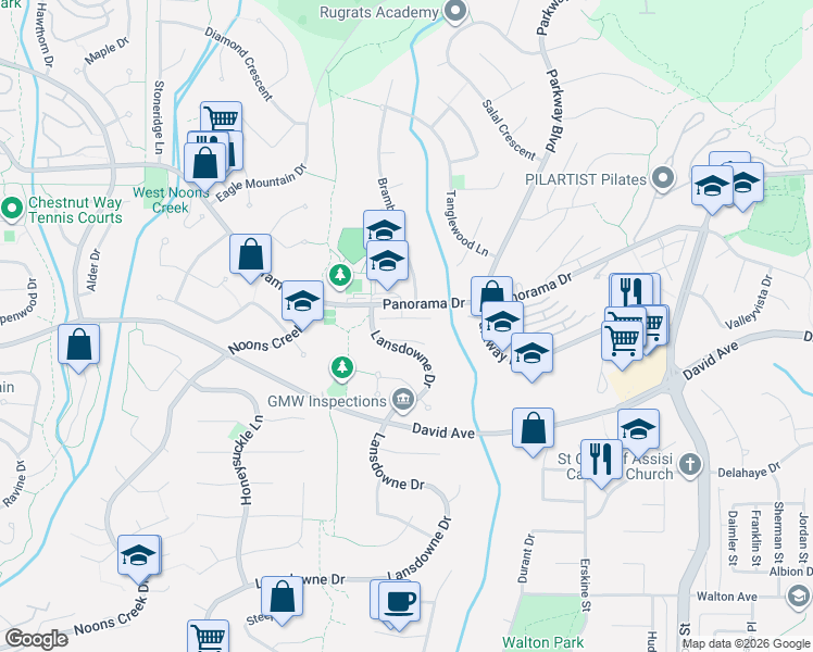 map of restaurants, bars, coffee shops, grocery stores, and more near 119 Panorama Drive in Coquitlam