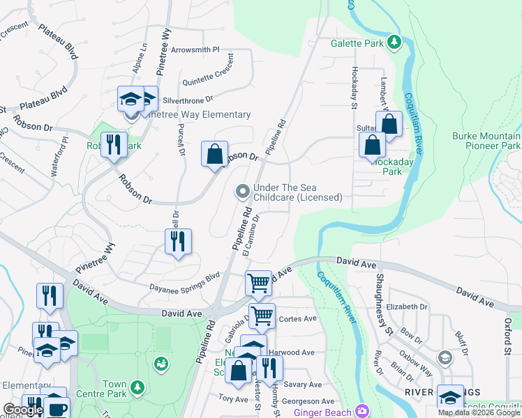 map of restaurants, bars, coffee shops, grocery stores, and more near 1378 Sharpewood Place in Coquitlam