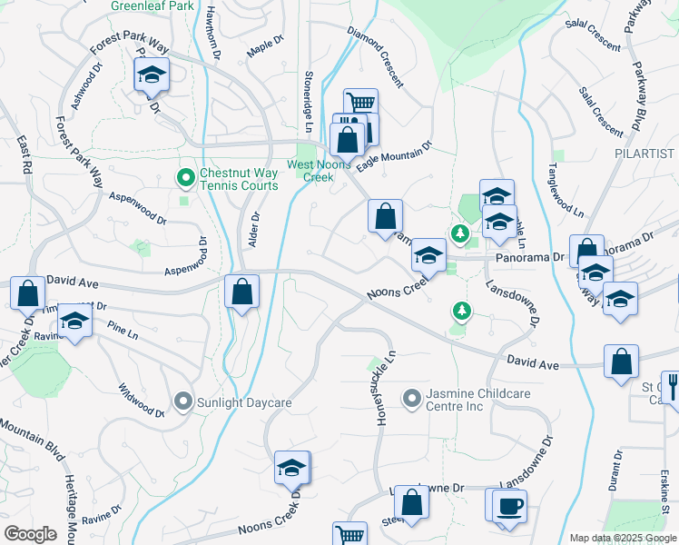 map of restaurants, bars, coffee shops, grocery stores, and more near 2622 Sandstone Crescent in Coquitlam