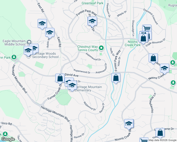 map of restaurants, bars, coffee shops, grocery stores, and more near 130 Aspenwood Drive in Port Moody