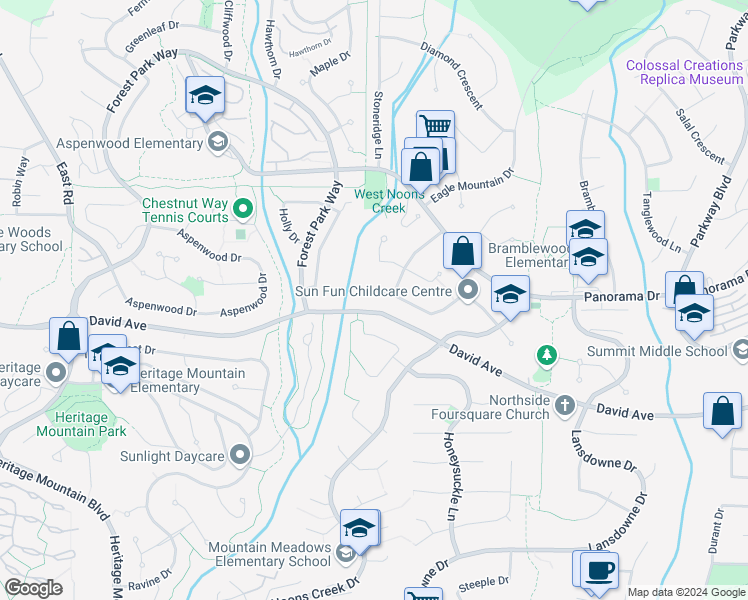 map of restaurants, bars, coffee shops, grocery stores, and more near 2606 Sandstone Court in Coquitlam