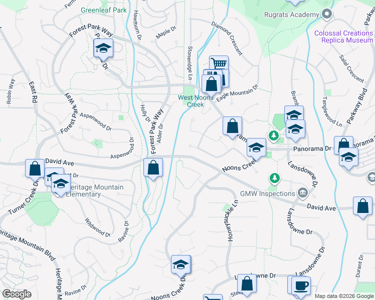 map of restaurants, bars, coffee shops, grocery stores, and more near 2606 Sandstone Court in Coquitlam