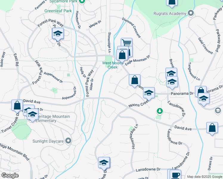 map of restaurants, bars, coffee shops, grocery stores, and more near 2605 Sandstone Court in Coquitlam