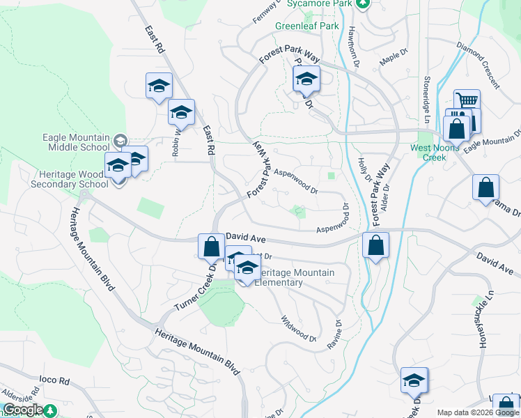 map of restaurants, bars, coffee shops, grocery stores, and more near 5 Cedarwood Court in Port Moody