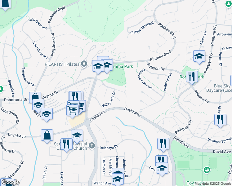 map of restaurants, bars, coffee shops, grocery stores, and more near 2948 Valleyvista Drive in Coquitlam