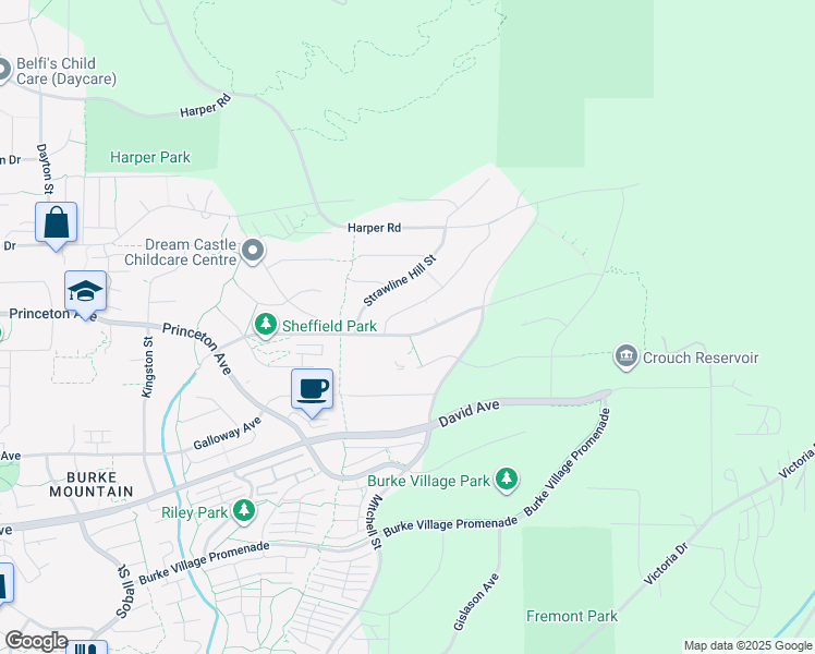 map of restaurants, bars, coffee shops, grocery stores, and more near 3561 Sheffield Avenue in Coquitlam