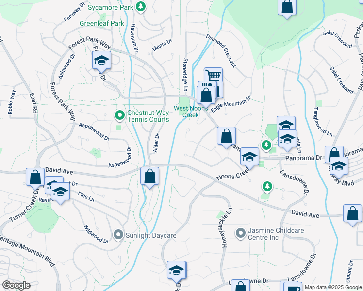 map of restaurants, bars, coffee shops, grocery stores, and more near 2620 Limestone Place in Coquitlam