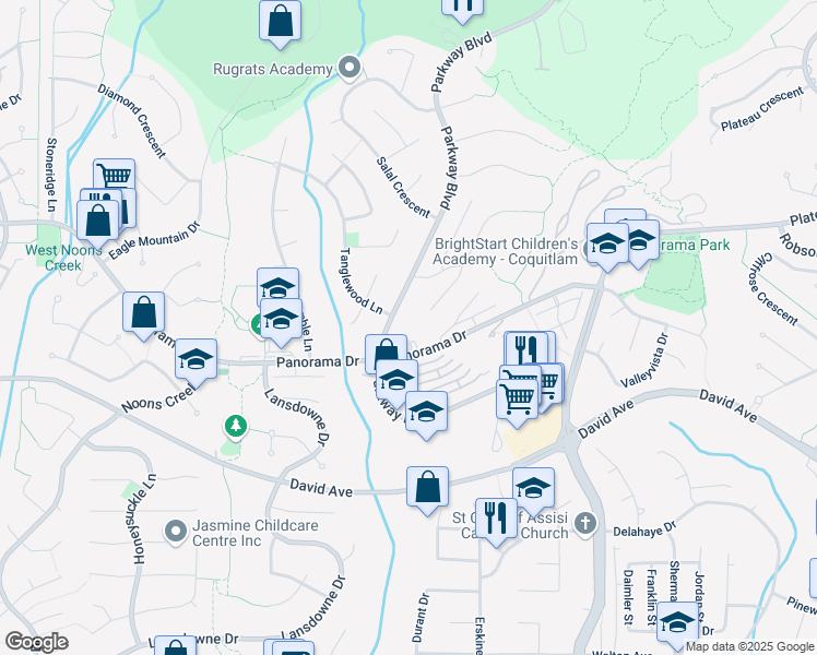 map of restaurants, bars, coffee shops, grocery stores, and more near 1508 Vinemaple Place in Coquitlam