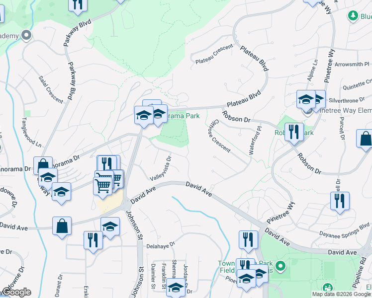 map of restaurants, bars, coffee shops, grocery stores, and more near 1402 Glenview Court in Coquitlam