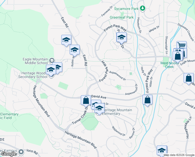 map of restaurants, bars, coffee shops, grocery stores, and more near 30 Linden Court in Port Moody