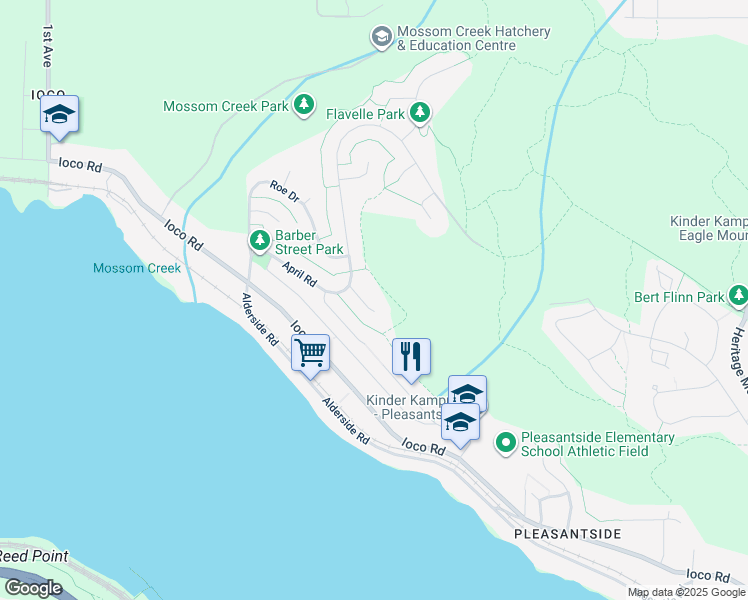 map of restaurants, bars, coffee shops, grocery stores, and more near 15 Crawford Bay in Port Moody