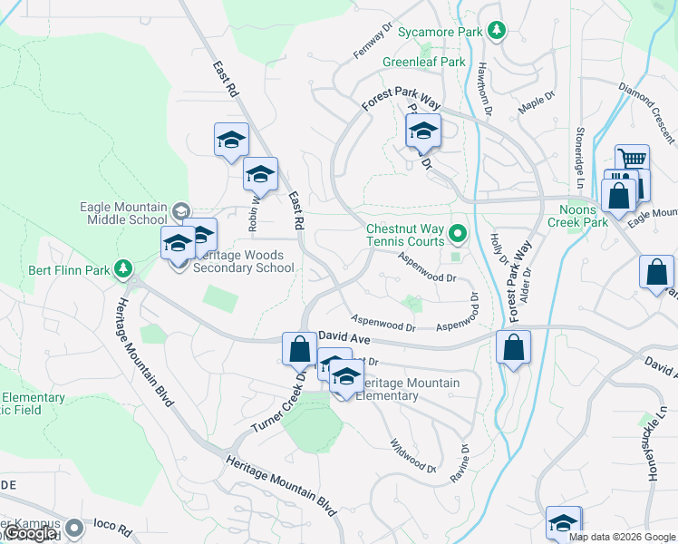 map of restaurants, bars, coffee shops, grocery stores, and more near 30 Linden Court in Port Moody