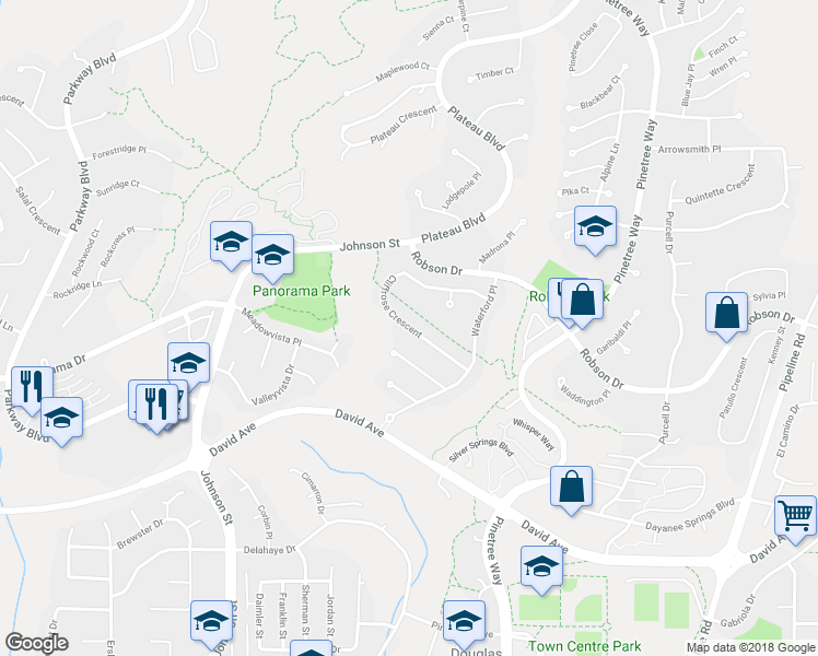 map of restaurants, bars, coffee shops, grocery stores, and more near 2936 Cliffrose Crescent in Coquitlam