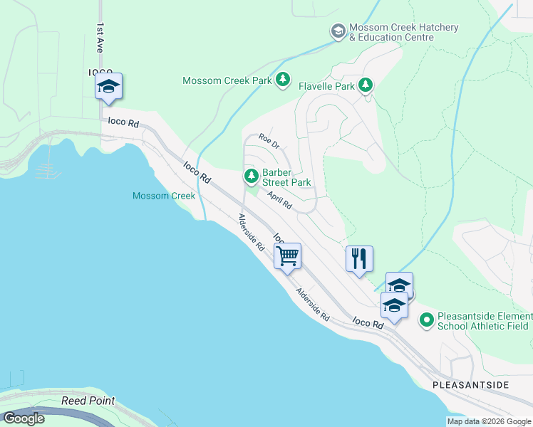 map of restaurants, bars, coffee shops, grocery stores, and more near 1239 Ioco Road in Port Moody