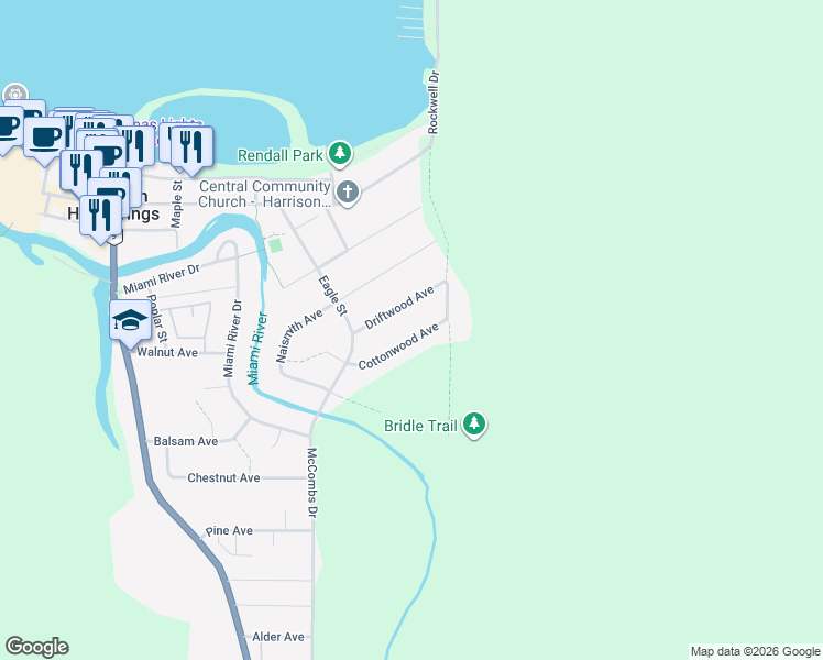 map of restaurants, bars, coffee shops, grocery stores, and more near 521 Cottonwood Avenue in Agassiz