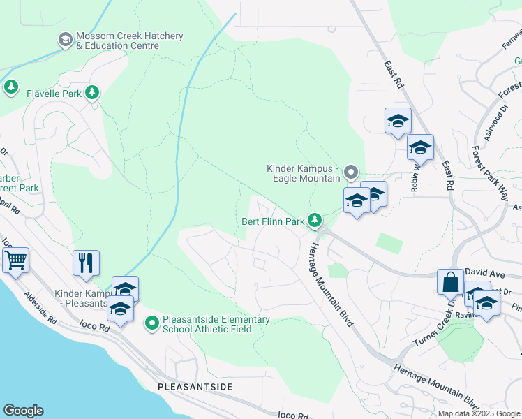 map of restaurants, bars, coffee shops, grocery stores, and more near 50 Hett Creek Drive in Port Moody