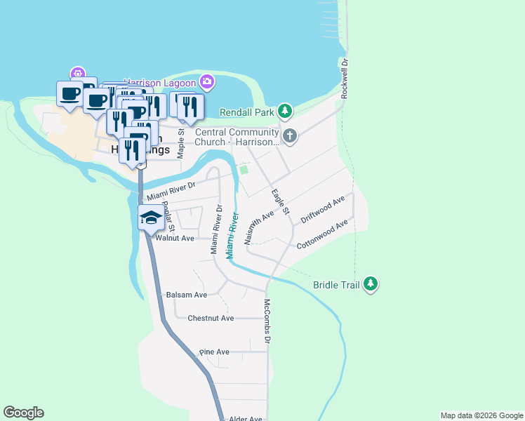 map of restaurants, bars, coffee shops, grocery stores, and more near 485 Naismith Avenue in Harrison Hot Springs
