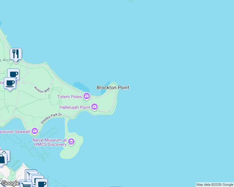 map of restaurants, bars, coffee shops, grocery stores, and more near 2217 Stanley Park Drive in Vancouver