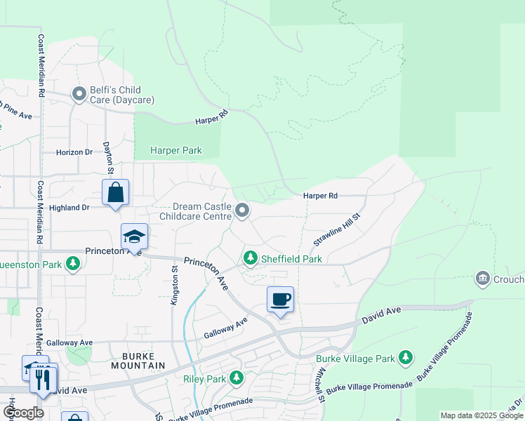 map of restaurants, bars, coffee shops, grocery stores, and more near 3503 Hadley Wood in Coquitlam