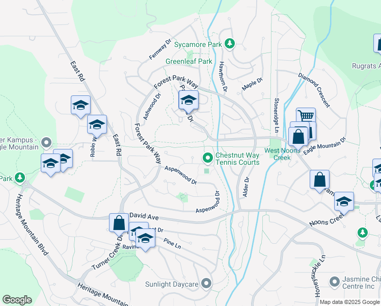 map of restaurants, bars, coffee shops, grocery stores, and more near 118 Chestnut Court in Port Moody