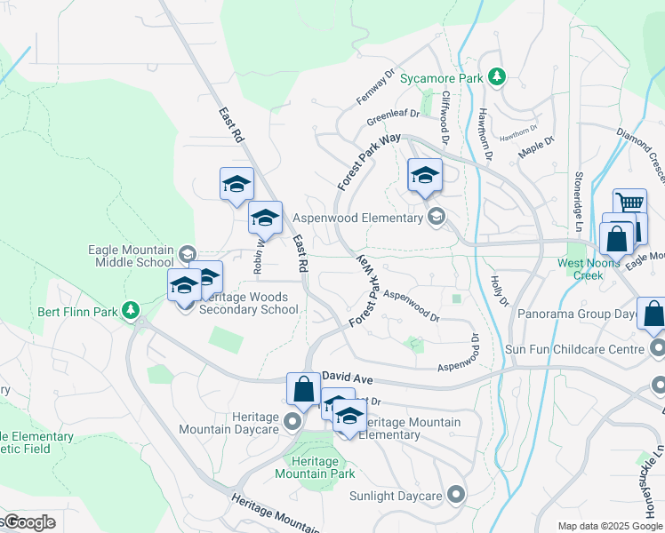 map of restaurants, bars, coffee shops, grocery stores, and more near 98 Linden Court in Port Moody