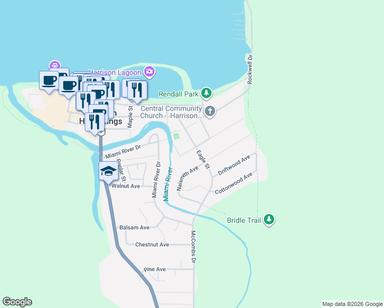 map of restaurants, bars, coffee shops, grocery stores, and more near 440 Echo Avenue in Harrison Hot Springs