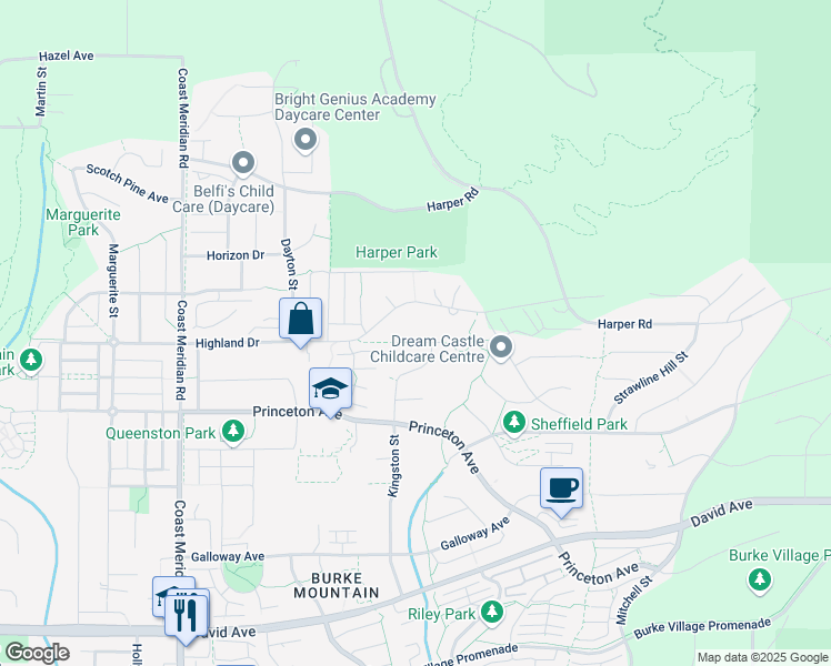 map of restaurants, bars, coffee shops, grocery stores, and more near 3483 Wales Avenue in Coquitlam