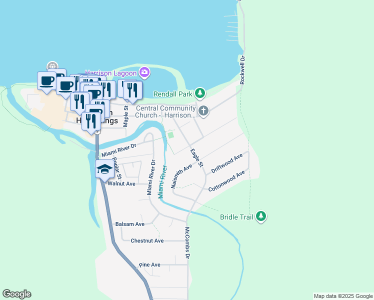 map of restaurants, bars, coffee shops, grocery stores, and more near 396 Eagle Street in Harrison Hot Springs