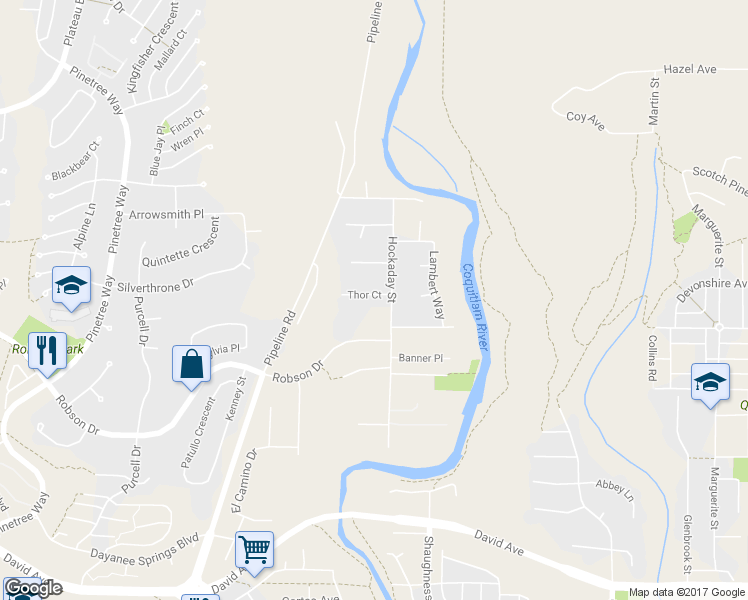 map of restaurants, bars, coffee shops, grocery stores, and more near 3350 Thor Court in Coquitlam