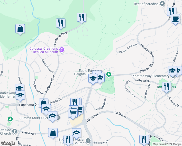 map of restaurants, bars, coffee shops, grocery stores, and more near 1450 Johnson Street in Coquitlam