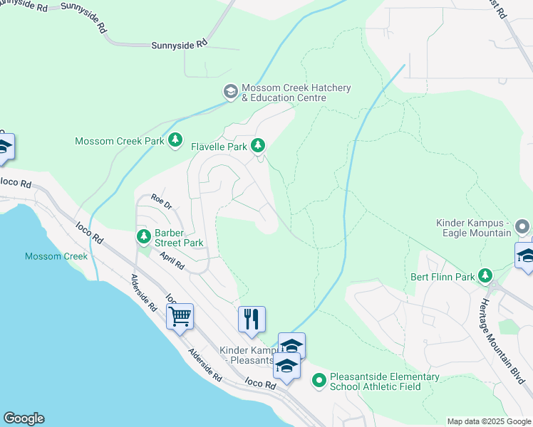 map of restaurants, bars, coffee shops, grocery stores, and more near 10 Escola Bay in Port Moody