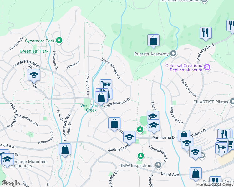 map of restaurants, bars, coffee shops, grocery stores, and more near 2570 Jade Place in Coquitlam