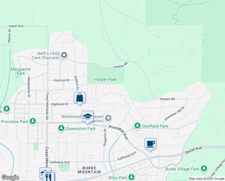 map of restaurants, bars, coffee shops, grocery stores, and more near 3515 Highland Drive in Coquitlam