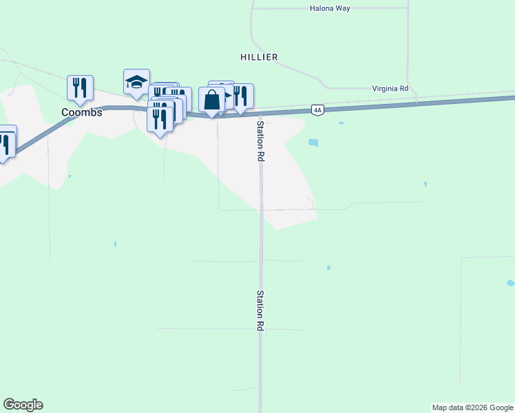 map of restaurants, bars, coffee shops, grocery stores, and more near 1042 Station Road in Parksville